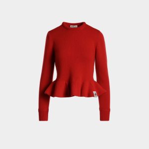 Knit Top In Red Wool