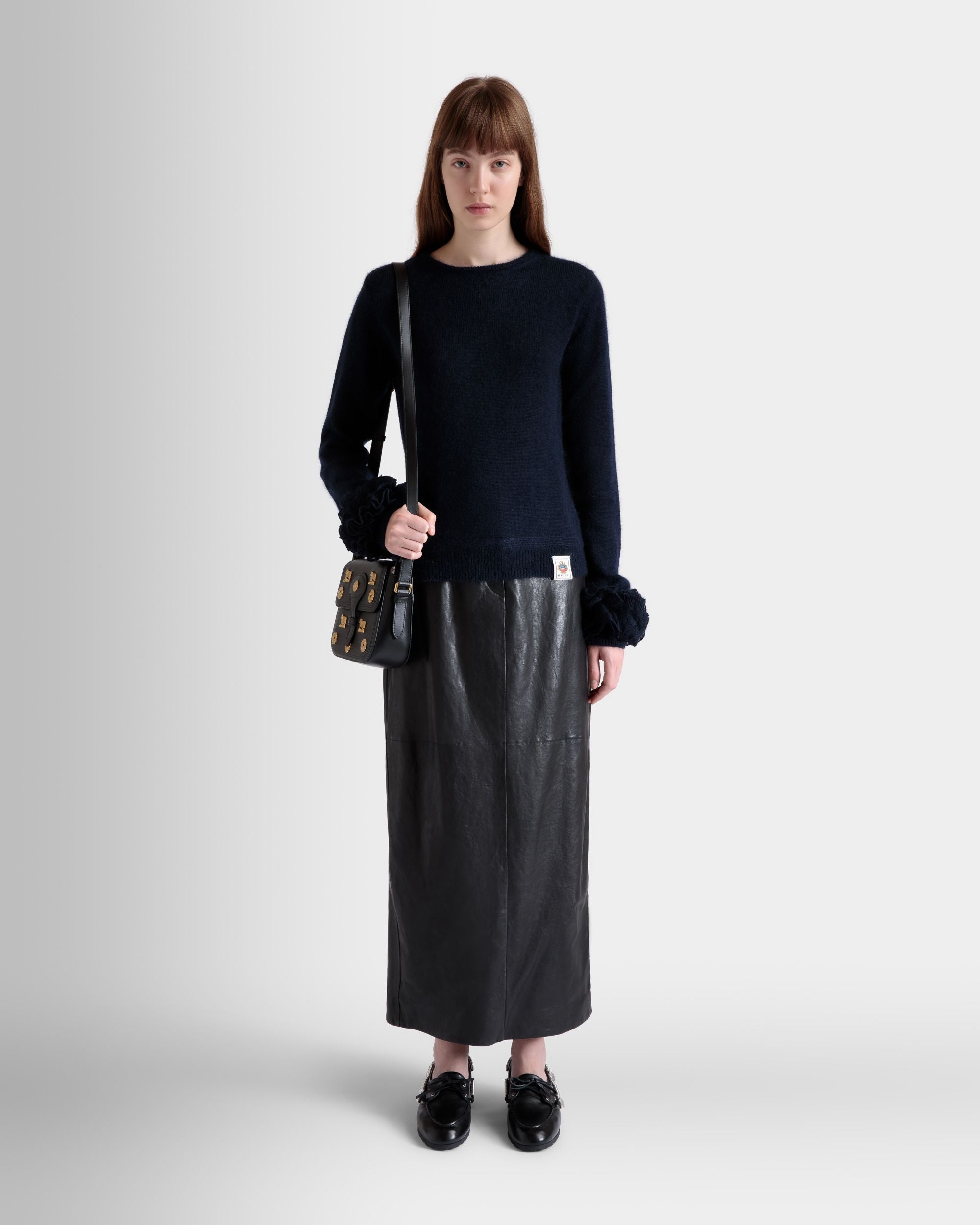 Knit Top In Navy Blue Mohair And Silk - Image 2