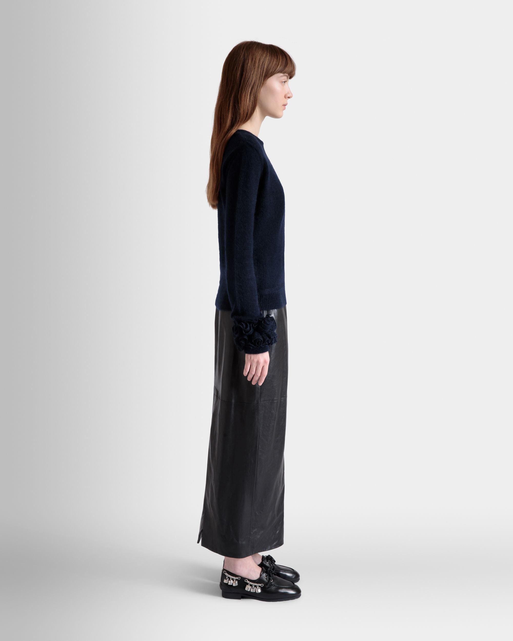 Knit Top In Navy Blue Mohair And Silk - Image 5