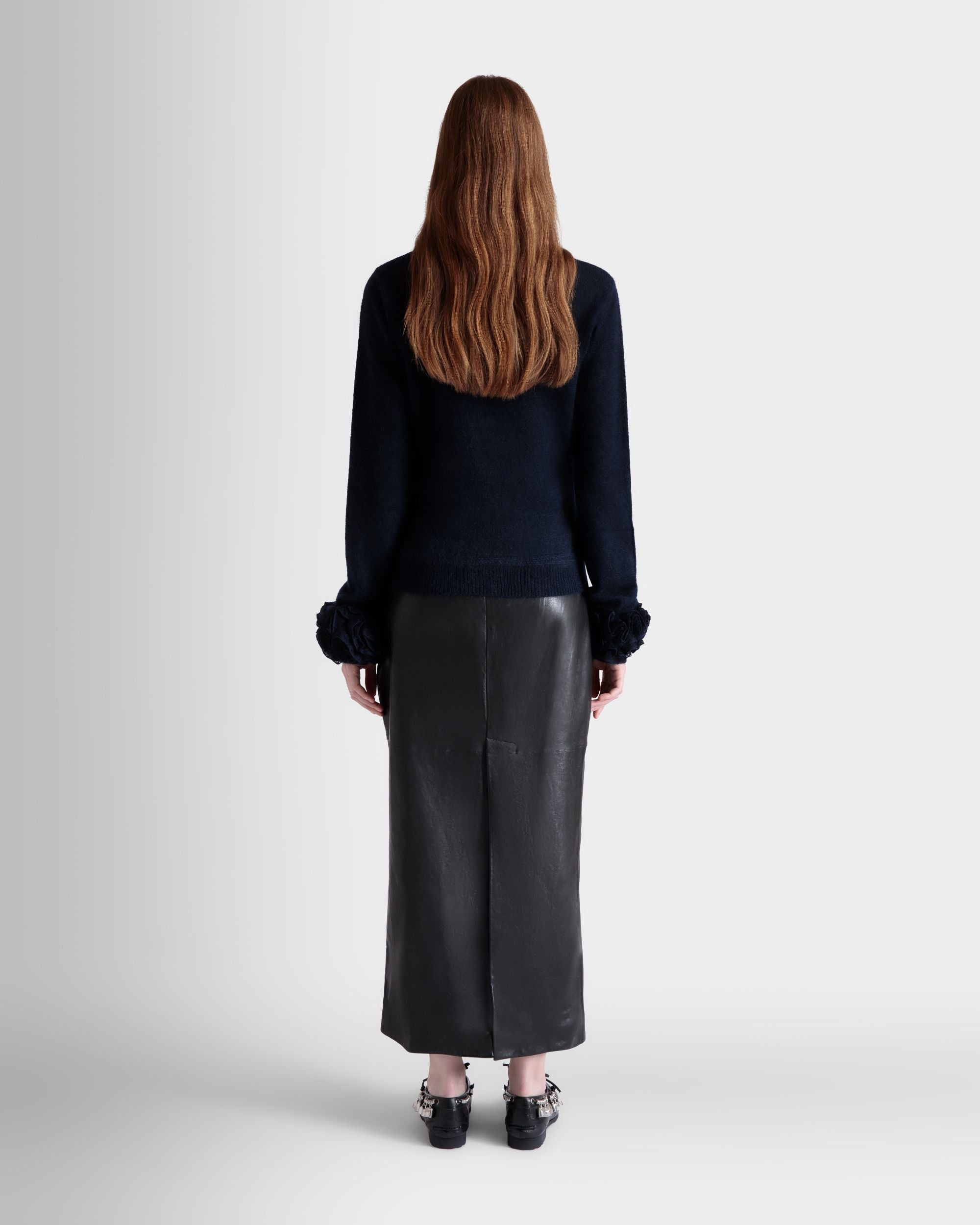 Knit Top In Navy Blue Mohair And Silk - Image 6