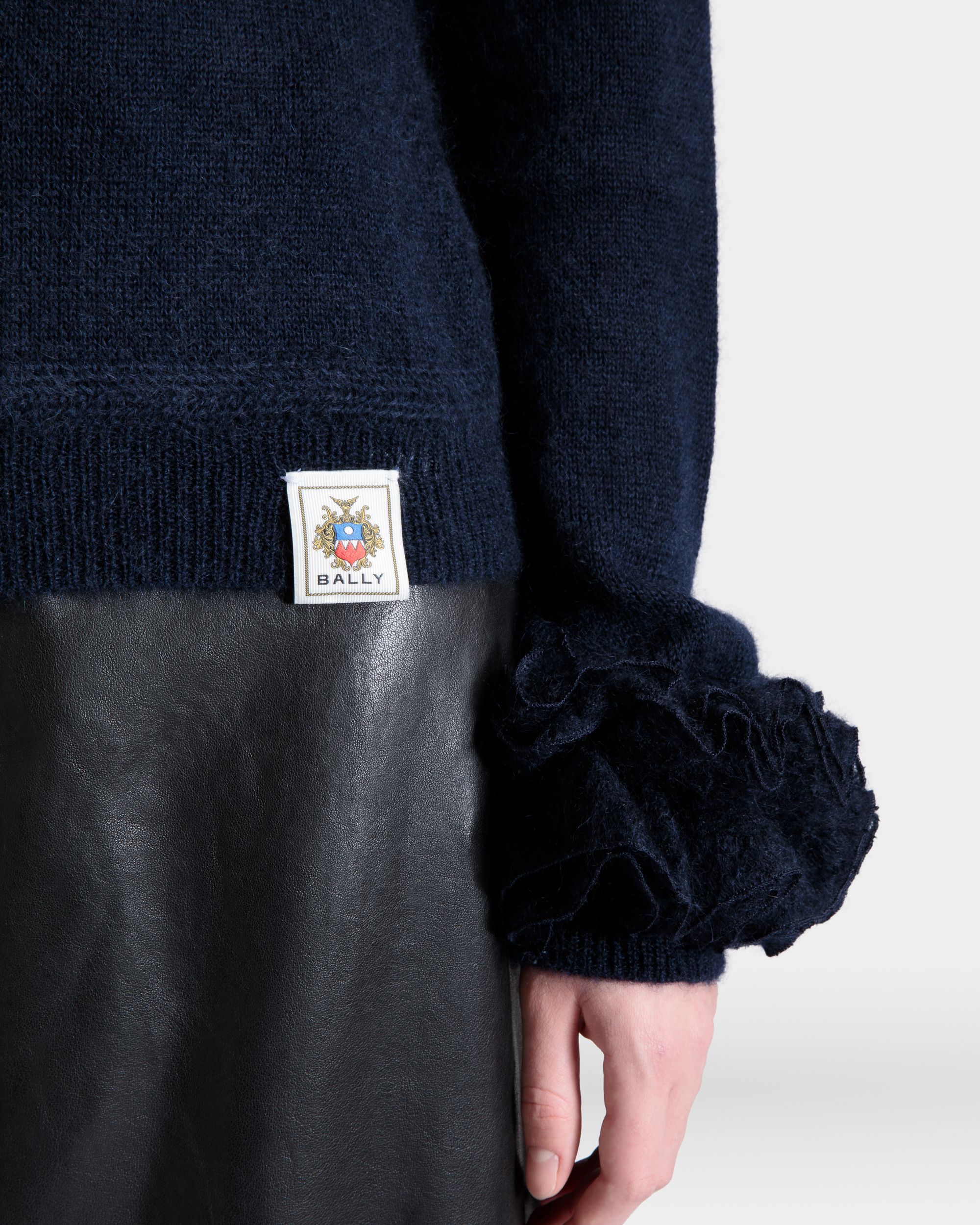 Knit Top In Navy Blue Mohair And Silk - Image 8