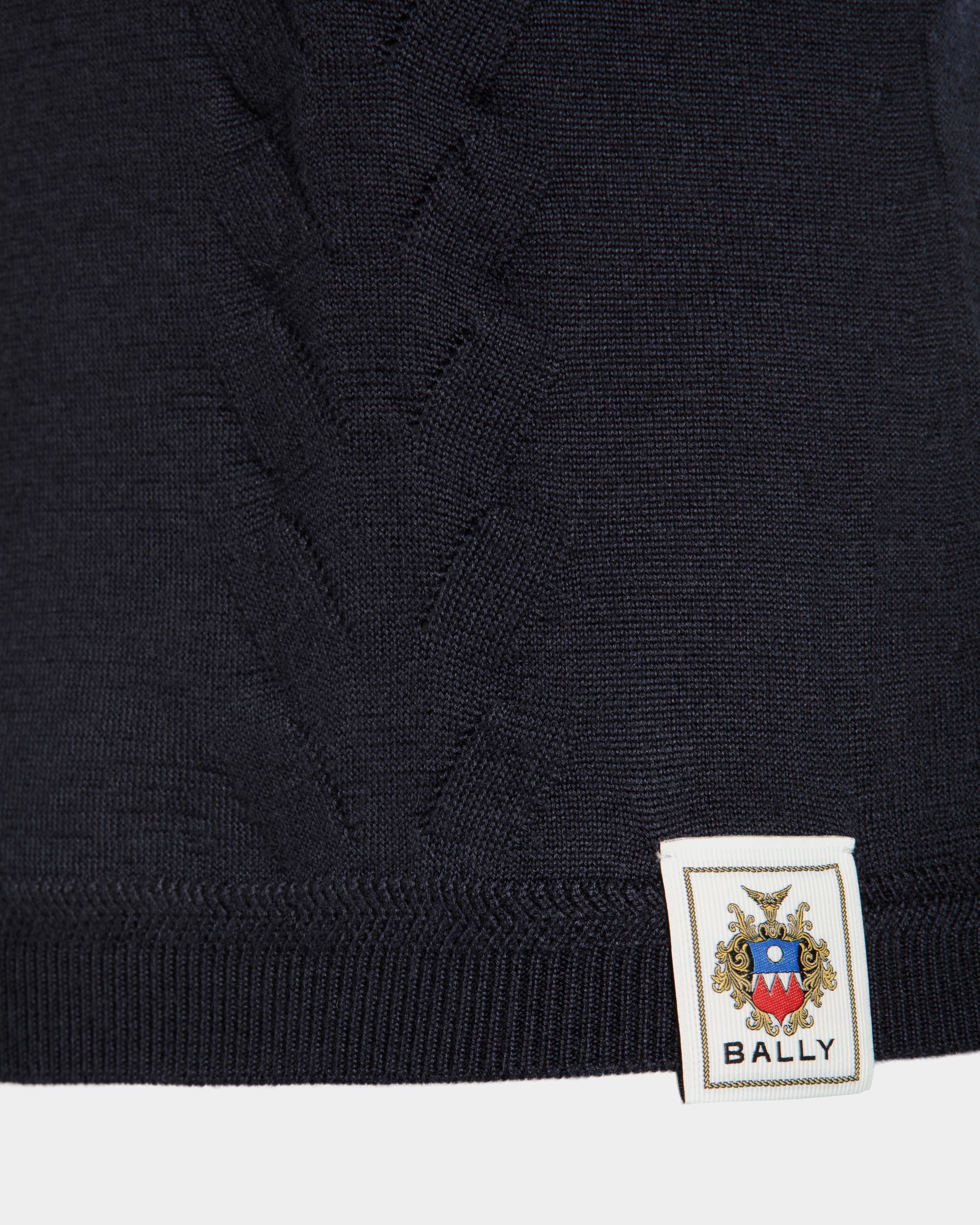 Long Sleeve Top in Navy Blue Cashmere And Silk - Image 4