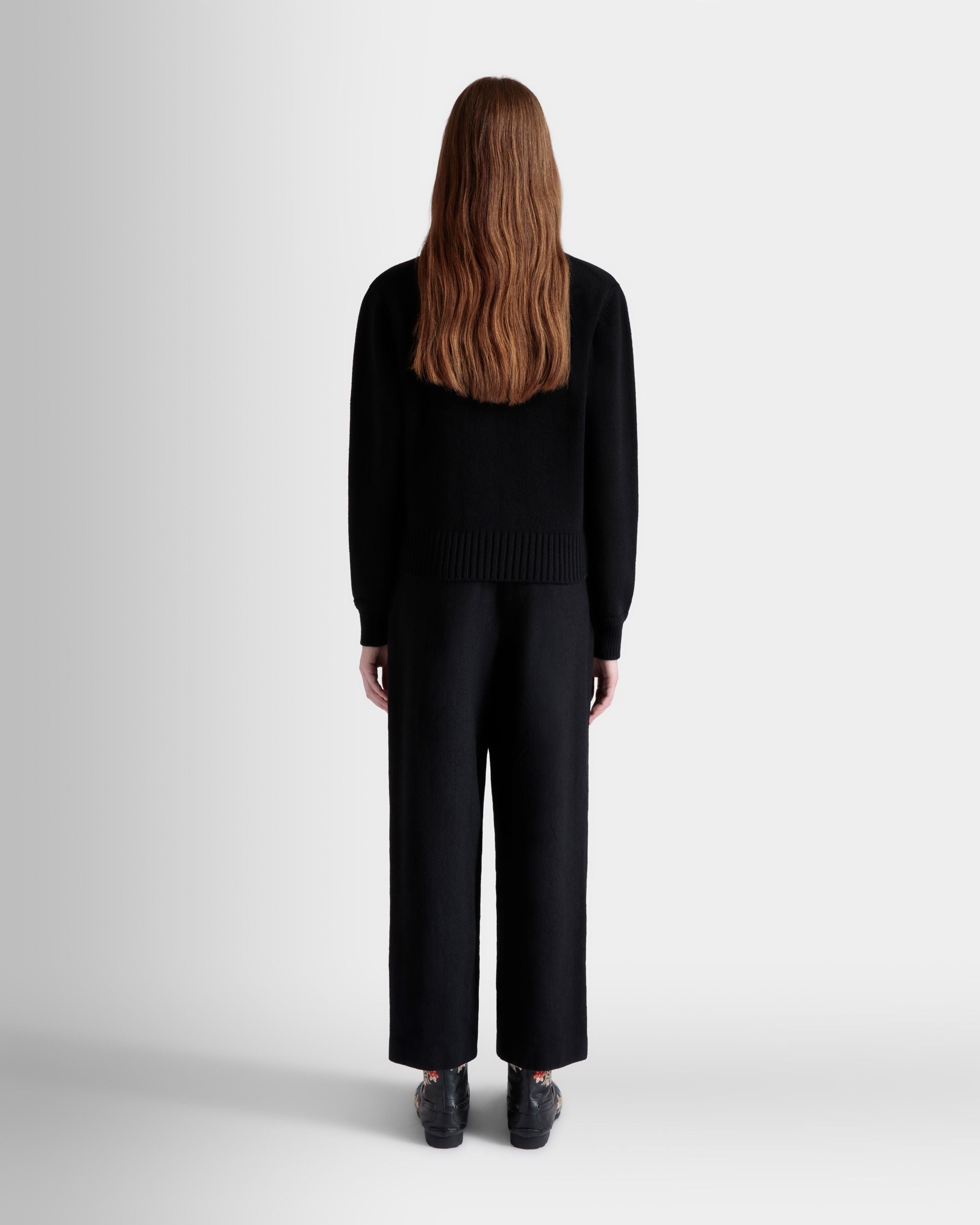 Winter Capsule Turtleneck Sweater with a Heritage Flower in Black Wool - Image 5