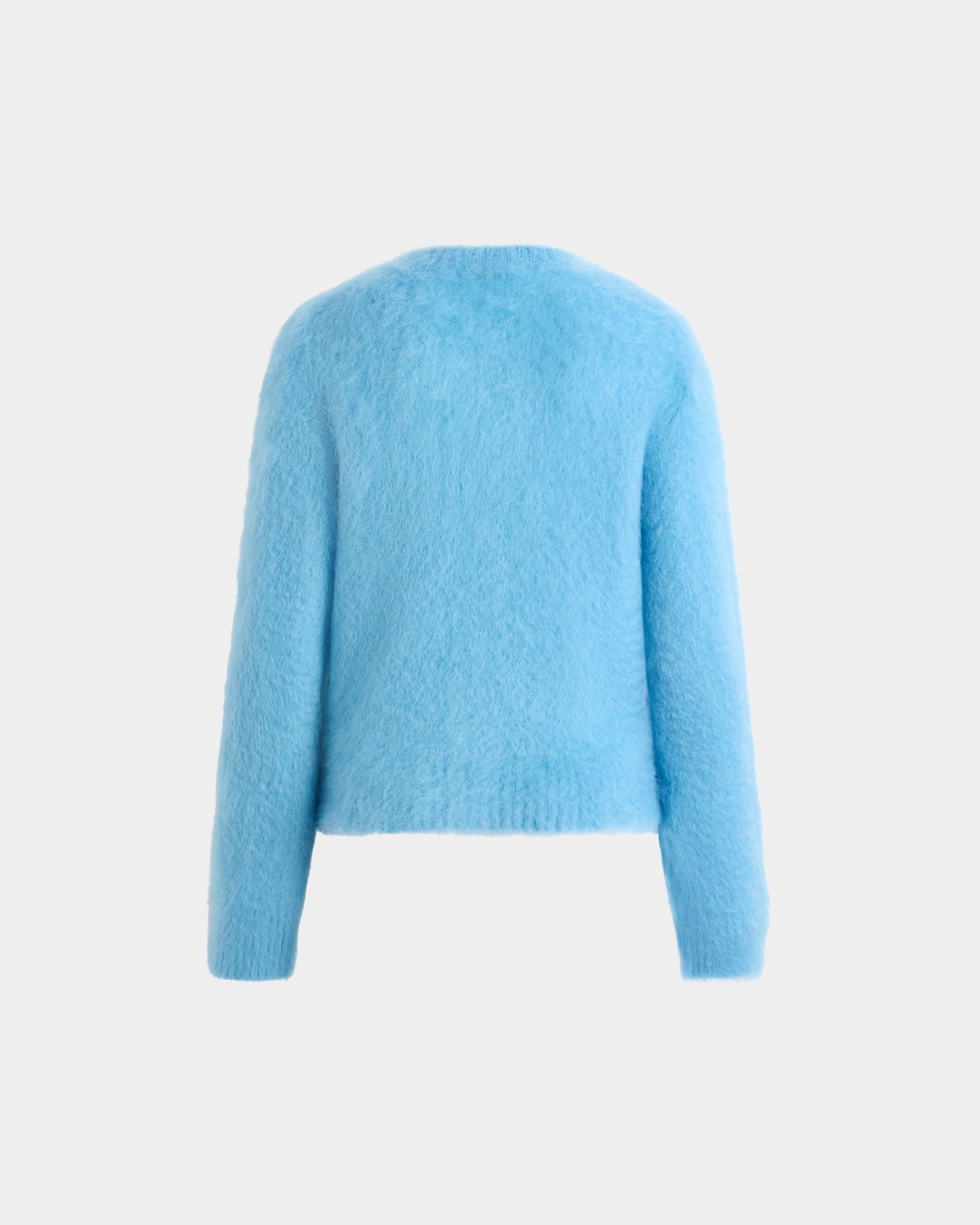 Crewneck Sweater in Light Blue Mohair And Silk - Image 7