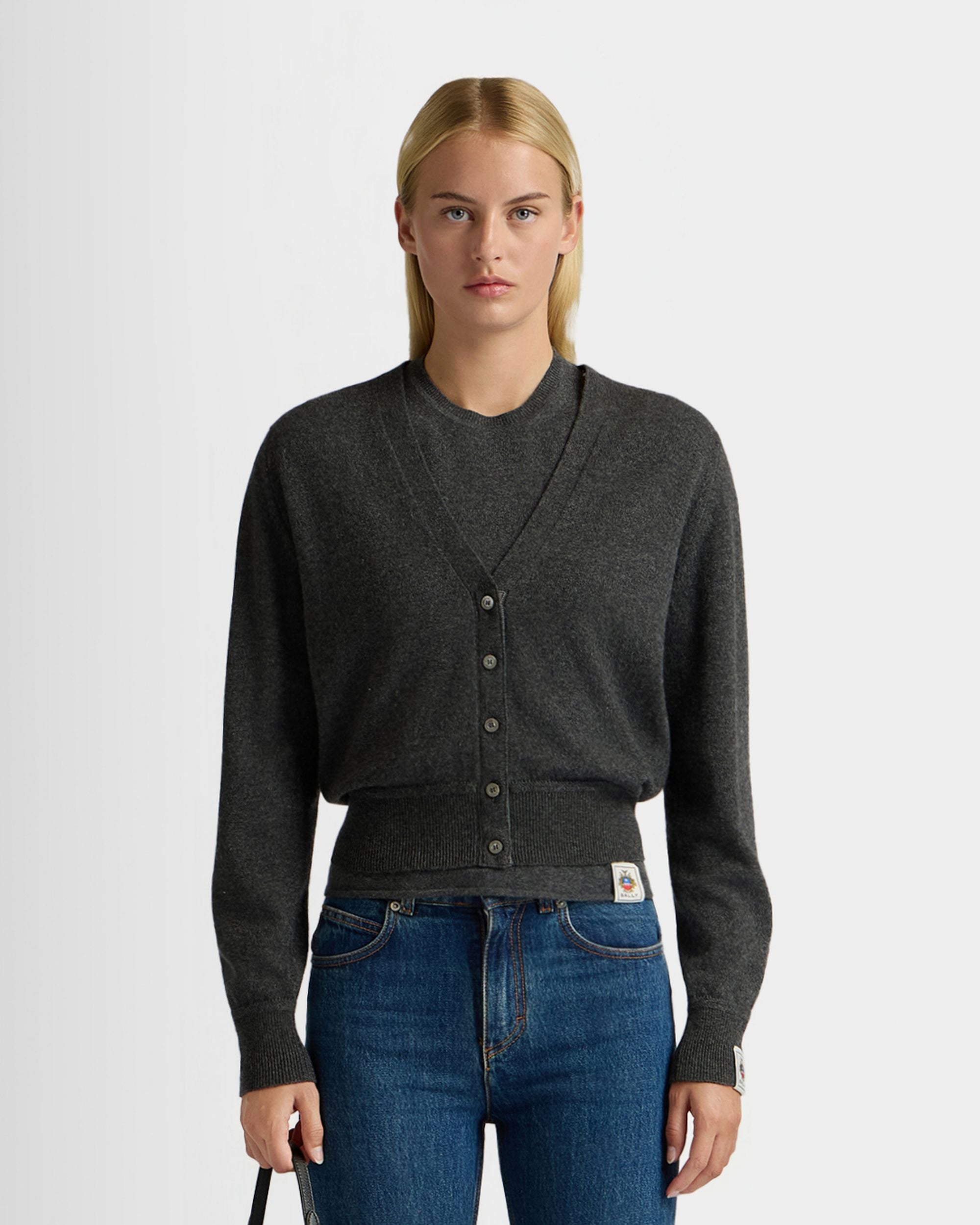 Cardigan in Dark Grey Cashmere - Image 8