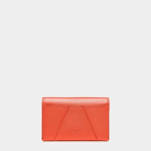 Annye Leather Business Card Holder In Orange