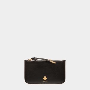 Bally Essential Zipped Card Holder in Black Leather