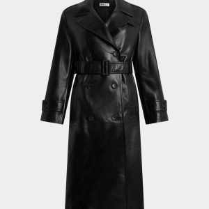 Trench Coat in Black Leather