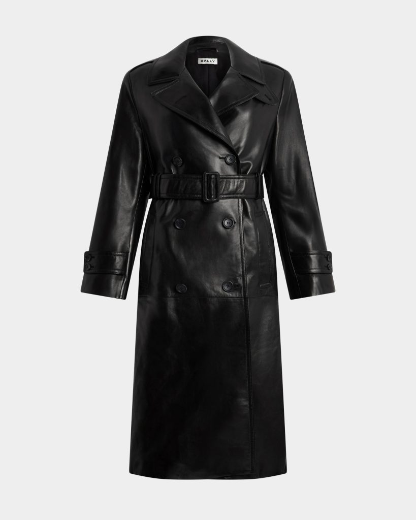 Trench Coat in Black Leather