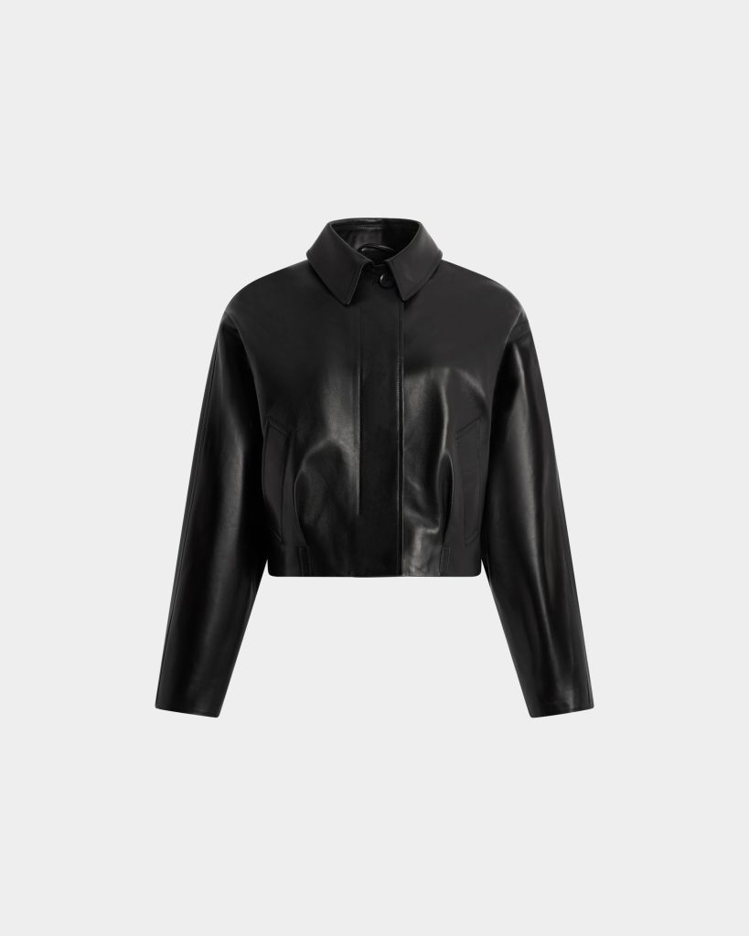 Cropped Jacket in Black Leather