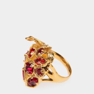 Deco Ring in Gold Eco Brass and Crystals