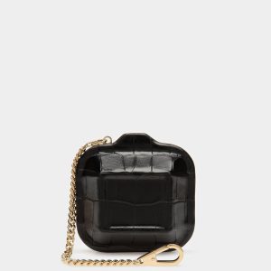 To Go Airpods Case In Crocodile Embossed Leather