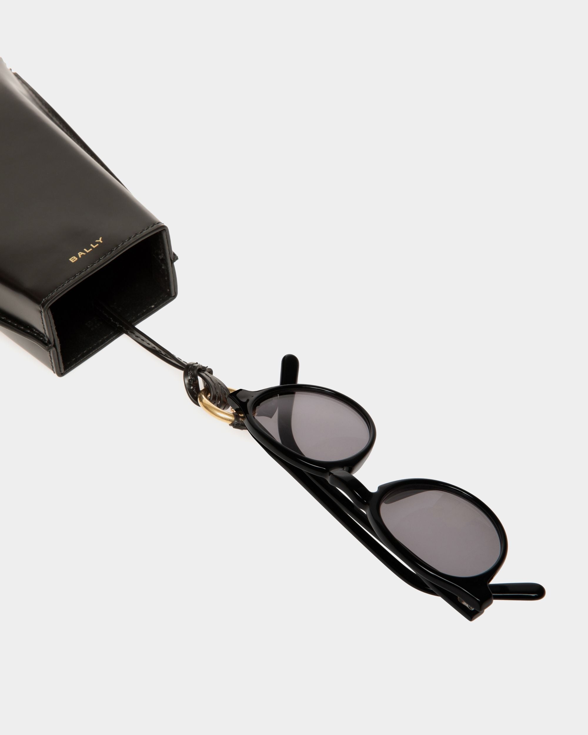 Belle Sunglasses Holder in Black Brushed Leather - Image 3