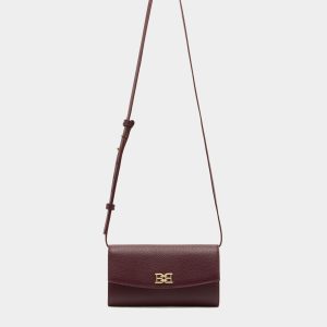 Phone Wallet in Dark Bordeaux Grained Leather