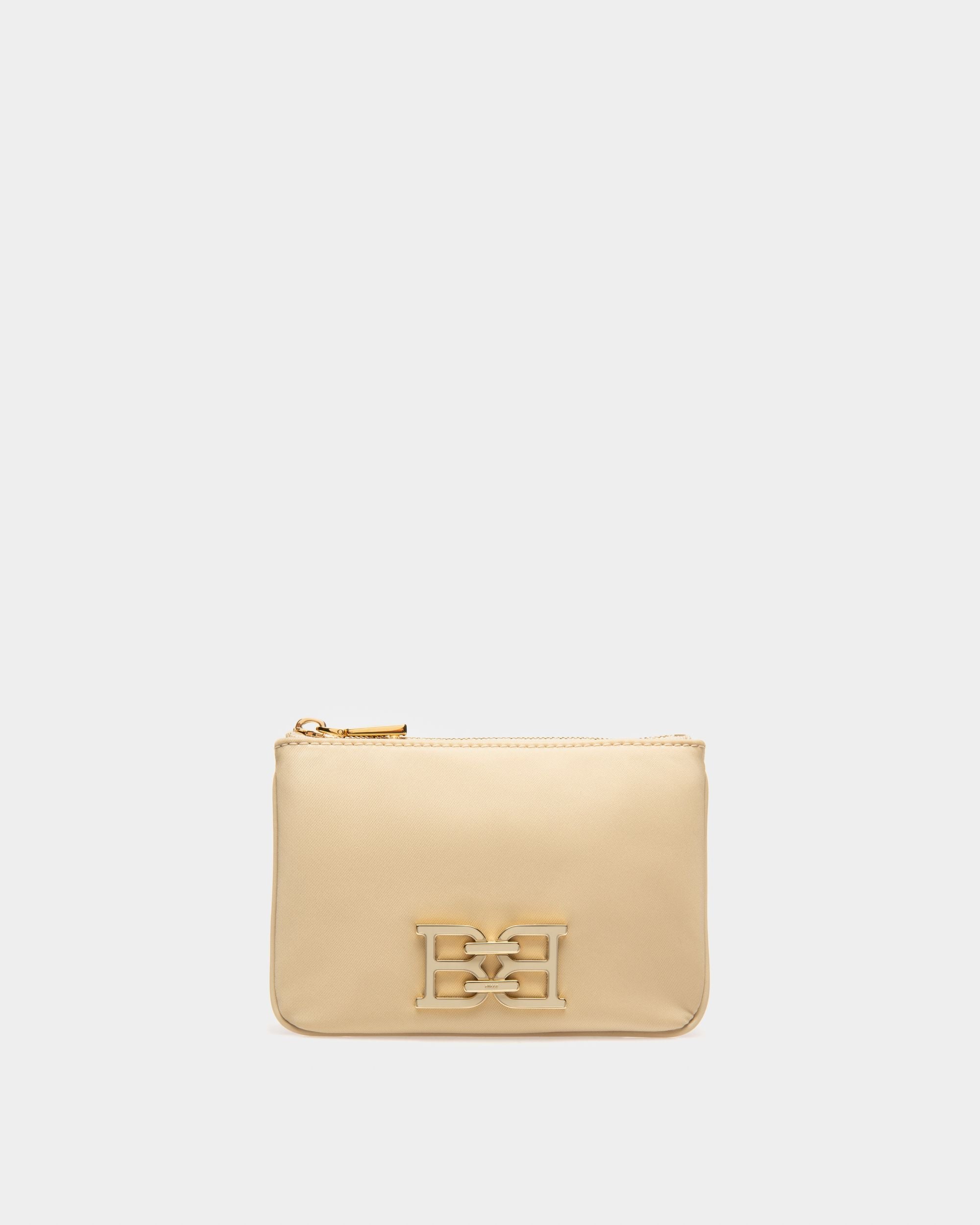 Evod Recycled Nylon And Leather Wallet In Light Beige