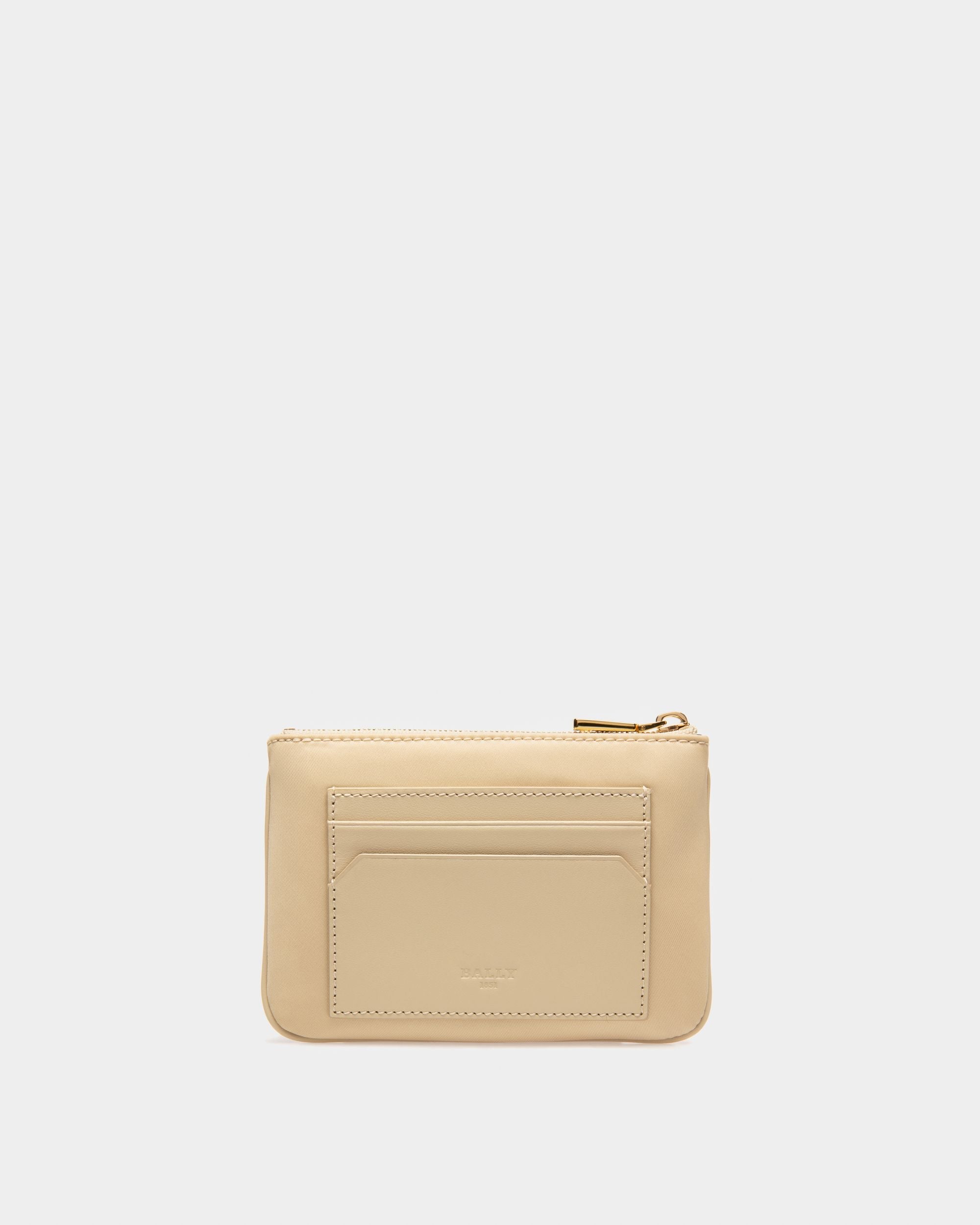 Evod Recycled Nylon And Leather Wallet In Light Beige - Image 2