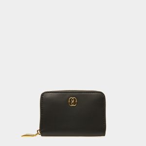 Emblem Coin & Card Wallet in Black Leather