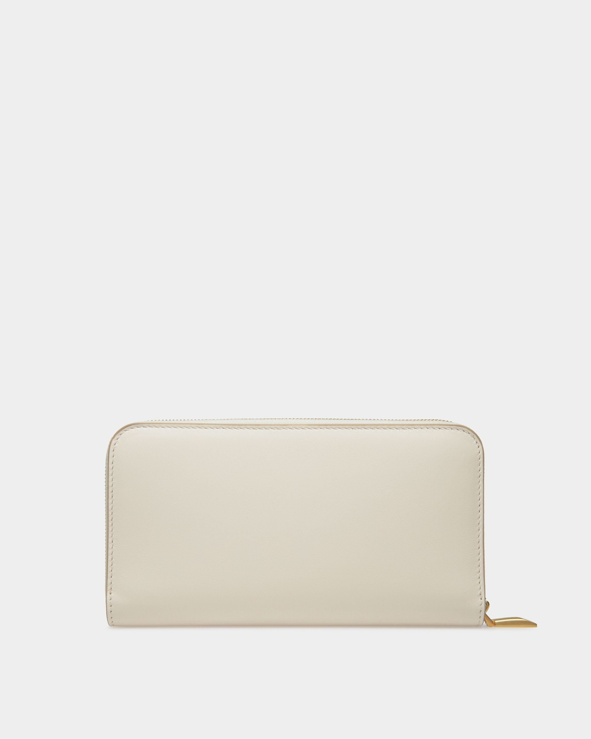 Emblem Long Wallet in White Leather - Image 2
