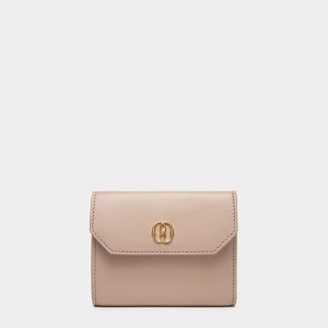 Emblem Wallet In Light Beige Leather