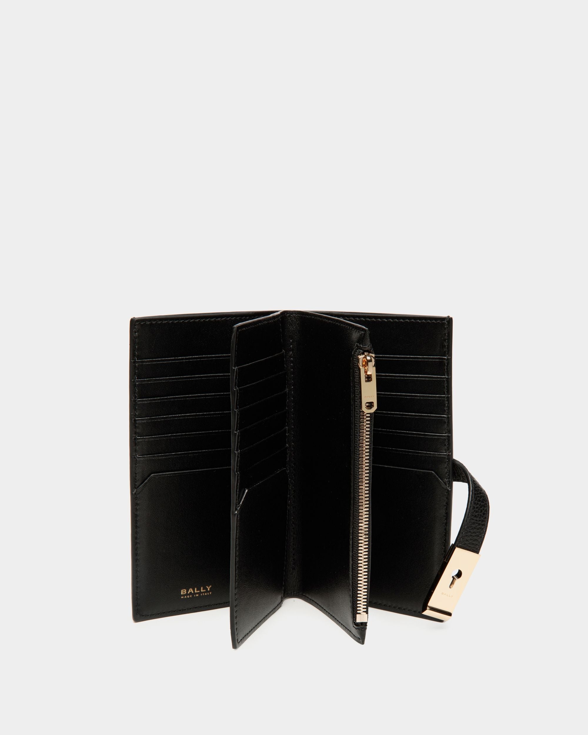 Lock Me Long Wallet In Black Grained Leather - Image 3