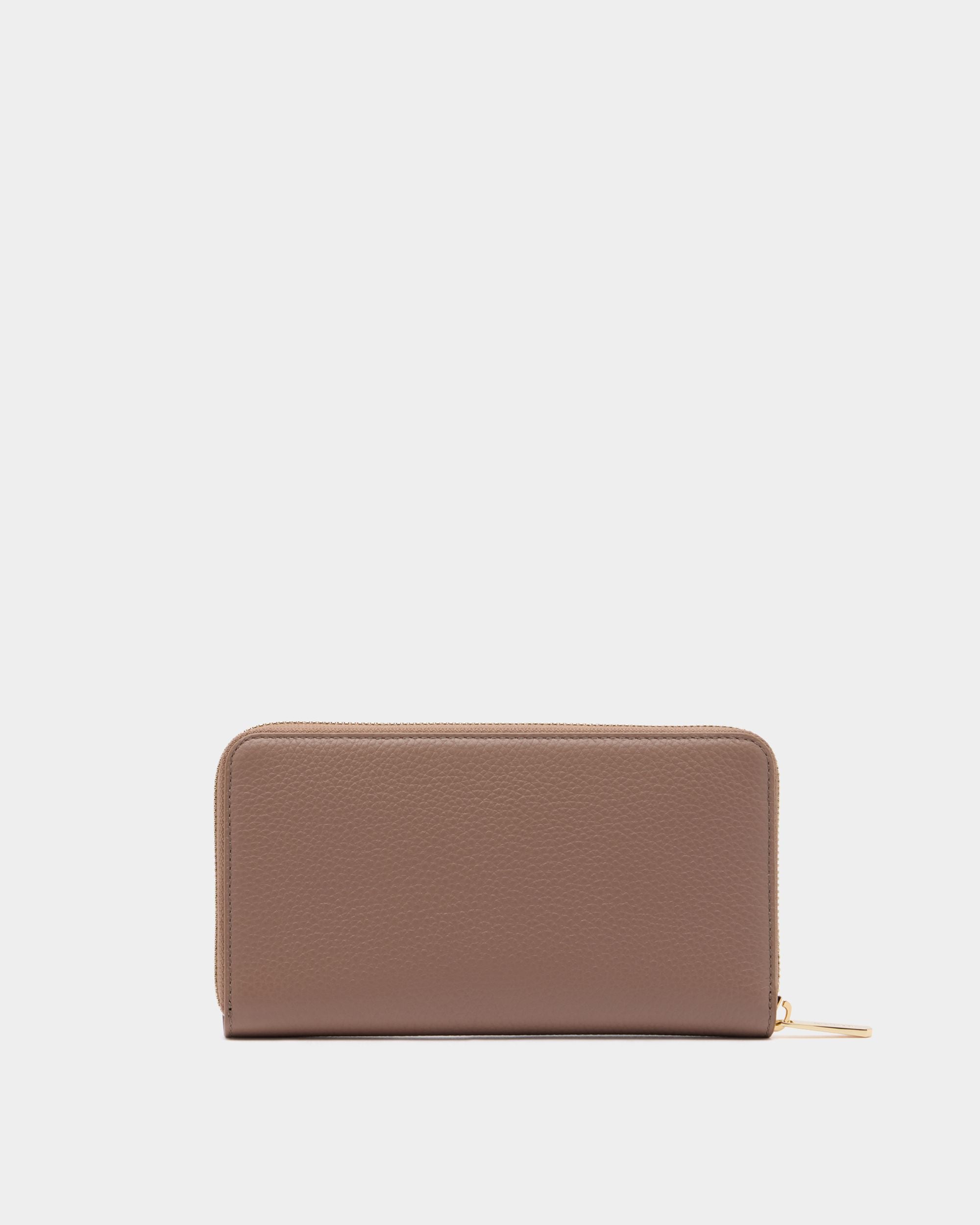 Zip Around Wallet in Beige Grained Leather - Image 2