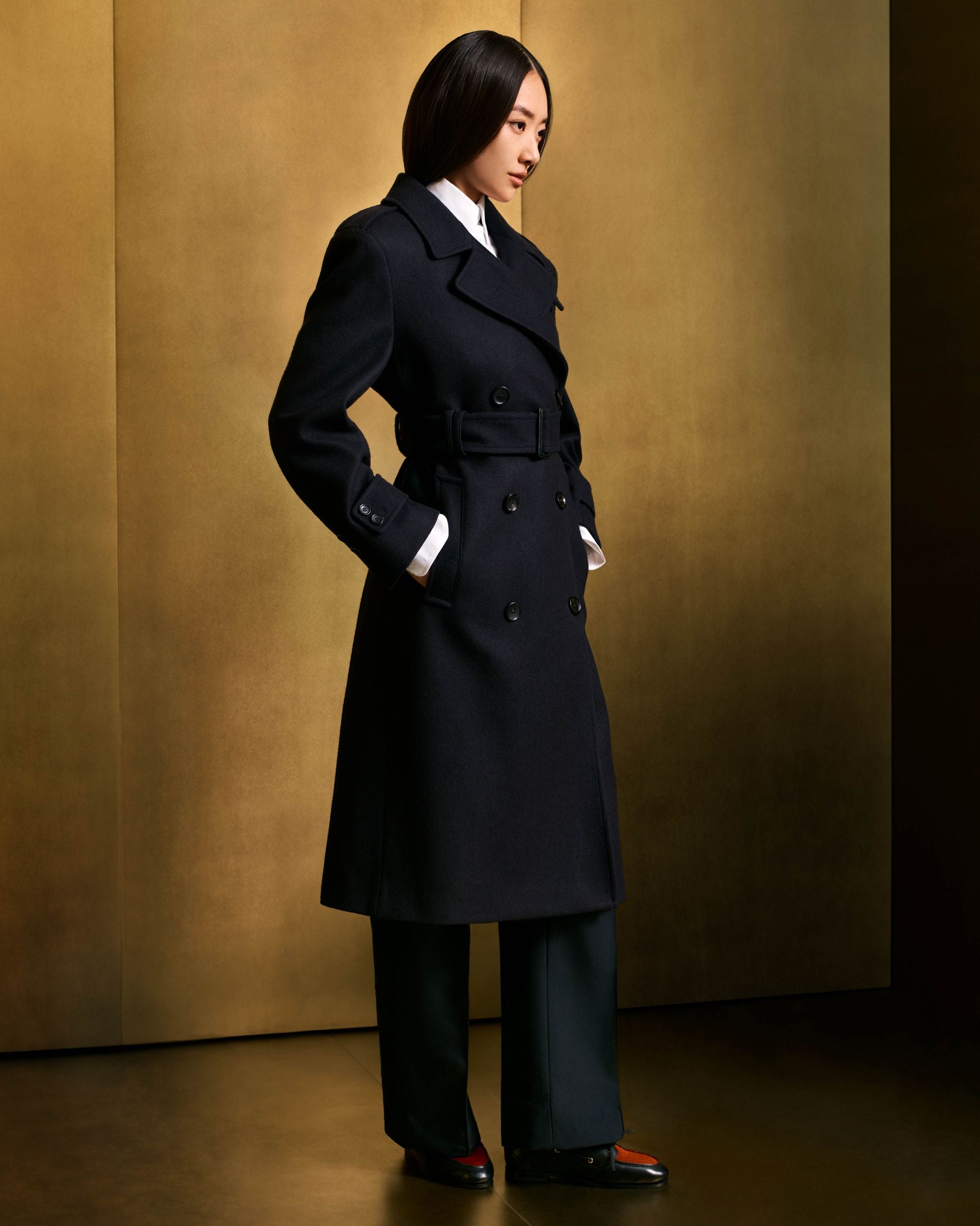 Trench Coat in a Navy Blue Wool Blend - Image 9