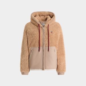 Fleece Jacket in Beige Polyester