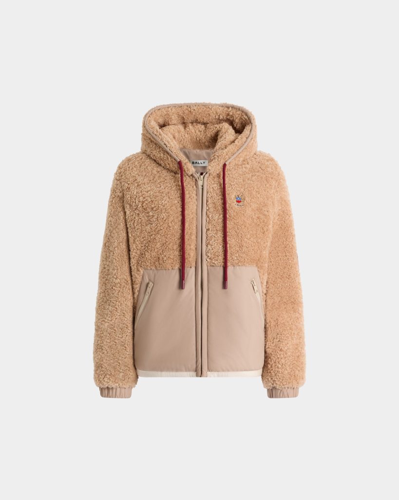 Fleece Jacket in Beige Polyester