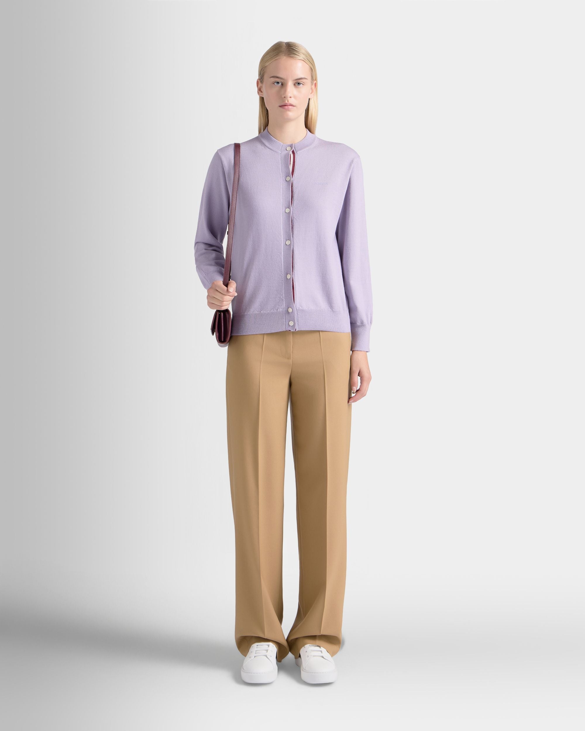 Cardigan in Light Mauve Wool - Image 2