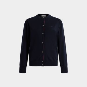 Cardigan in Navy Blue Wool