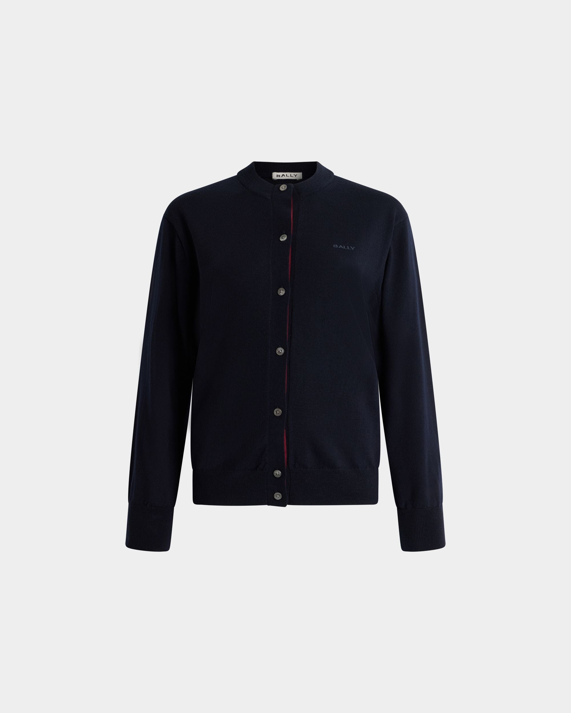 Cardigan in Navy Blue Wool