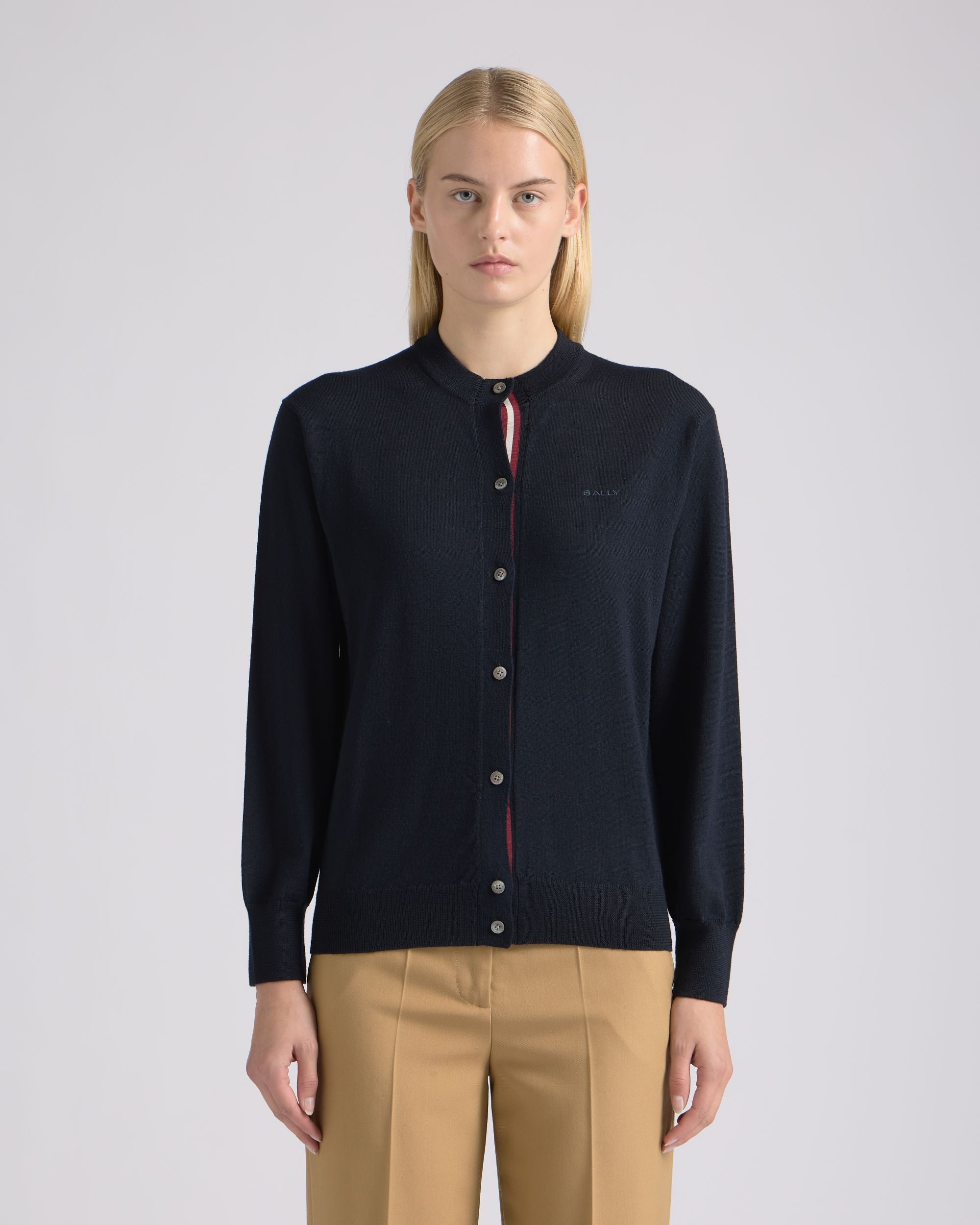 Cardigan in Navy Blue Wool - Image 8