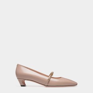 Sylt Mary-Jane Pump In Light Beige Brushed Leather