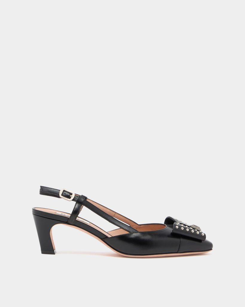 B-Bow Slingback Pump in Black Leather