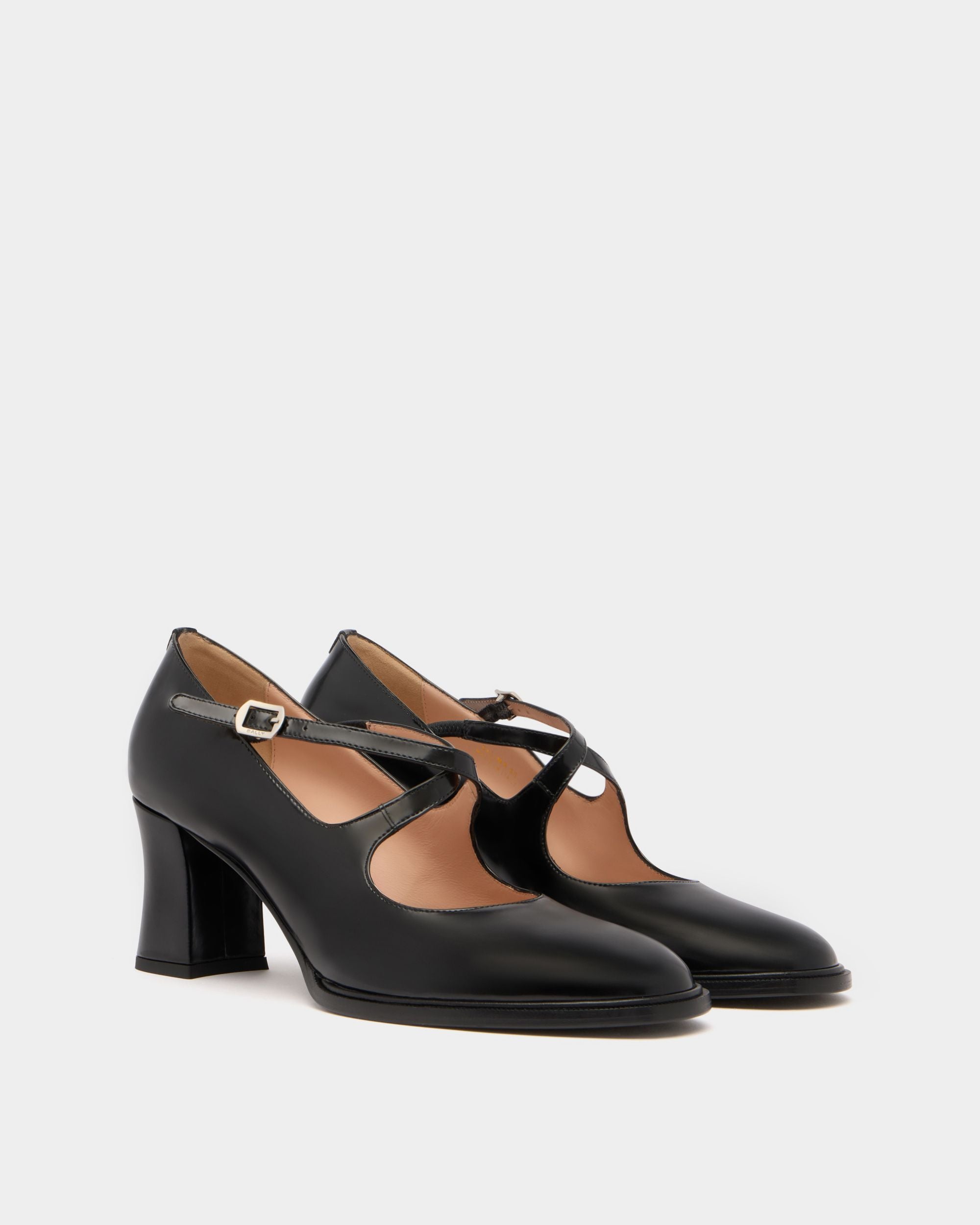Saule Mary-Jane Pump in Black Brushed Leather - Image 2