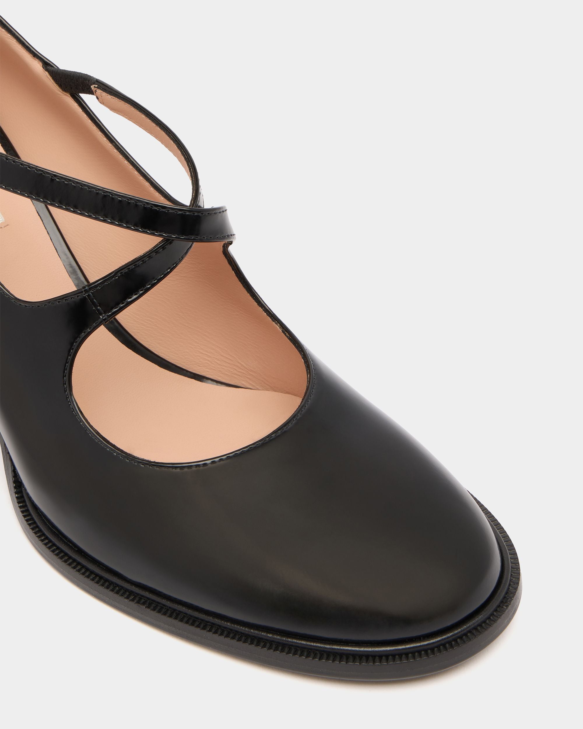 Saule Mary-Jane Pump in Black Brushed Leather - Image 5