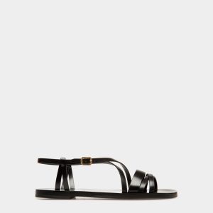 Salis Flat Sandal In Black Leather