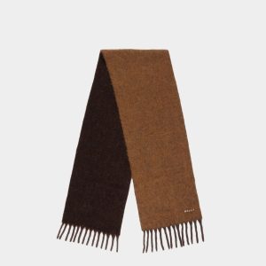 Scarf In Ebano And Brown Wool Blend