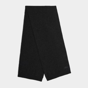 Scarf in Dark Grey Cashmere with a Logo