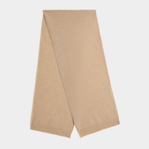 Scarf in Beige Cashmere with a Logo