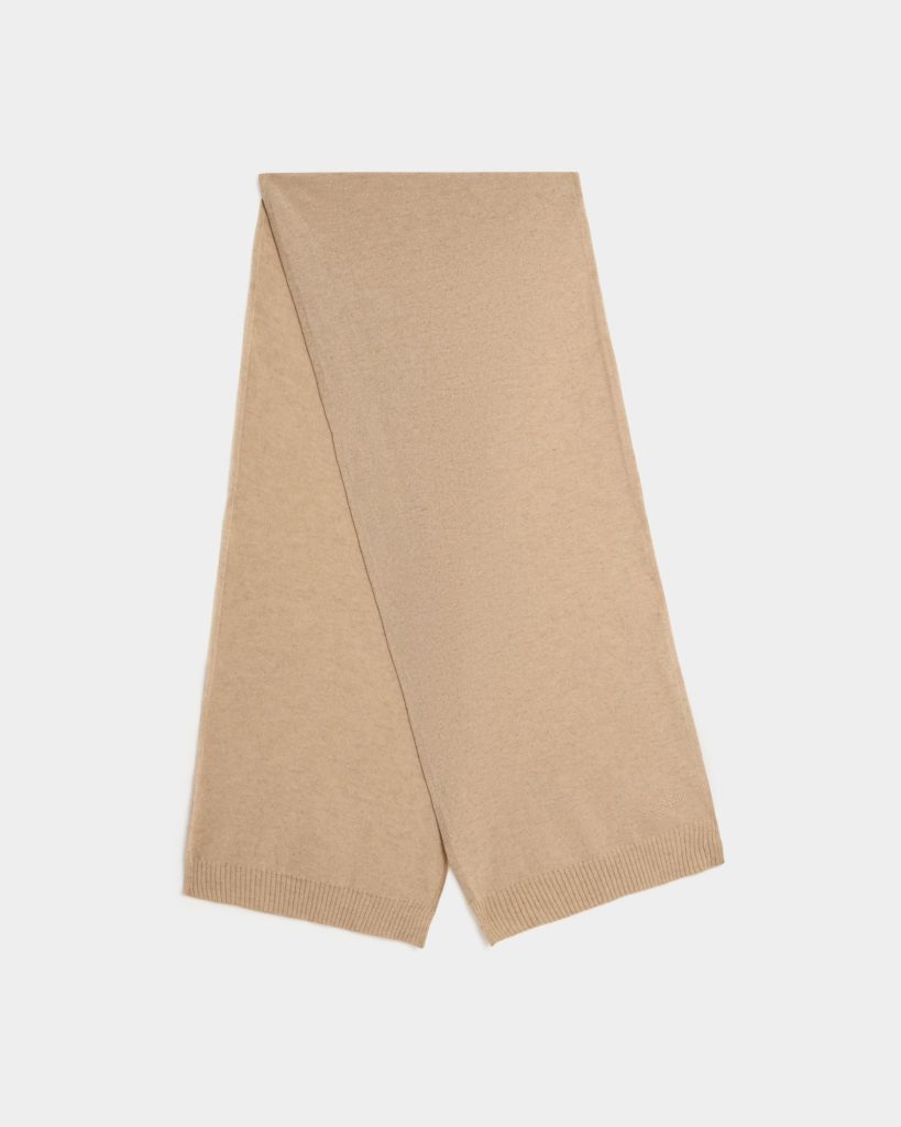 Scarf in Beige Cashmere with a Logo