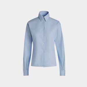 Long Sleeve Shirt In Light Blue Cotton