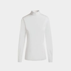 Long Sleeve Shirt in White Cotton