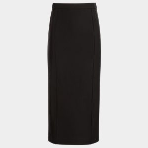 Midi Skirt in Black Nylon Gabardine