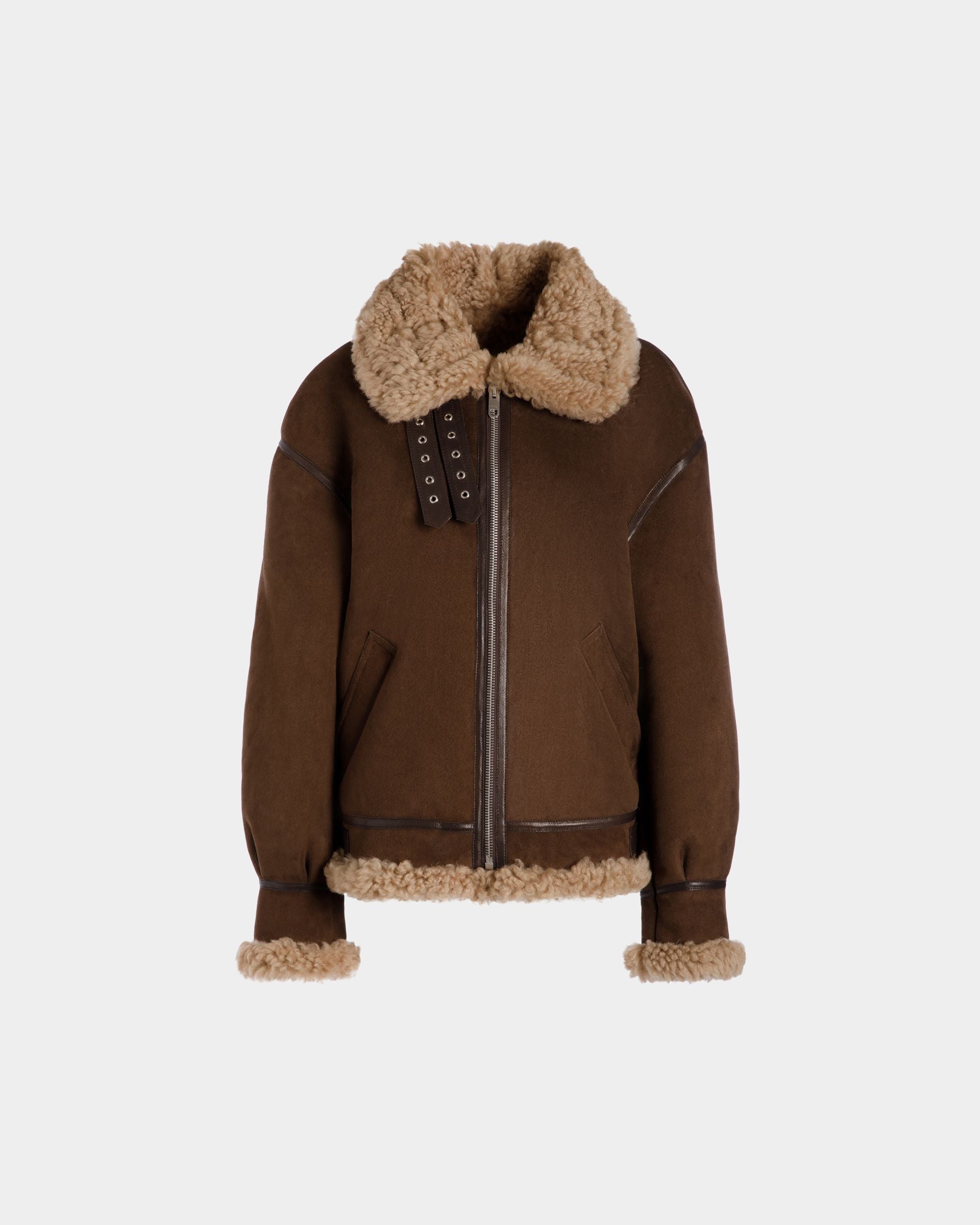 Aviator Jacket In Brown Shearling