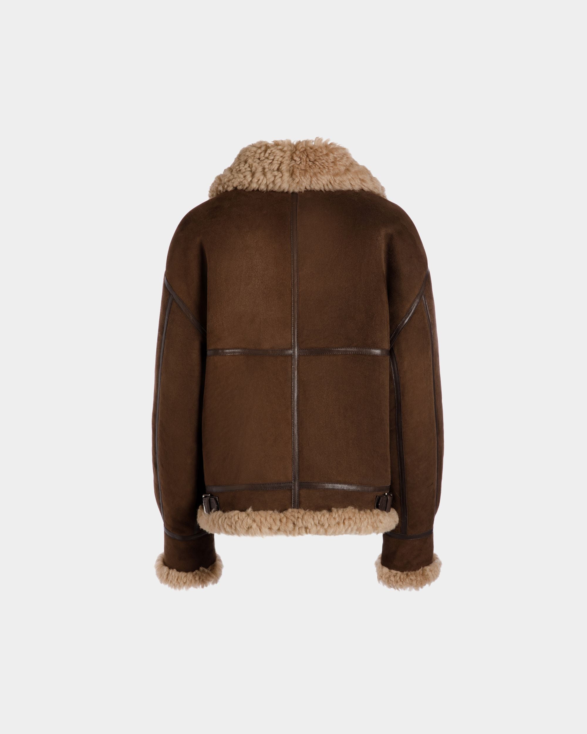 Aviator Jacket In Brown Shearling - Image 3
